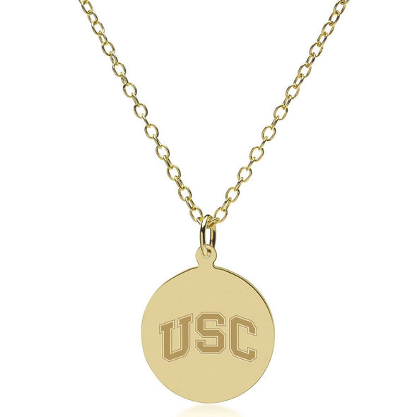 USC 14K Gold Pendant &amp; Chain Shot #1
