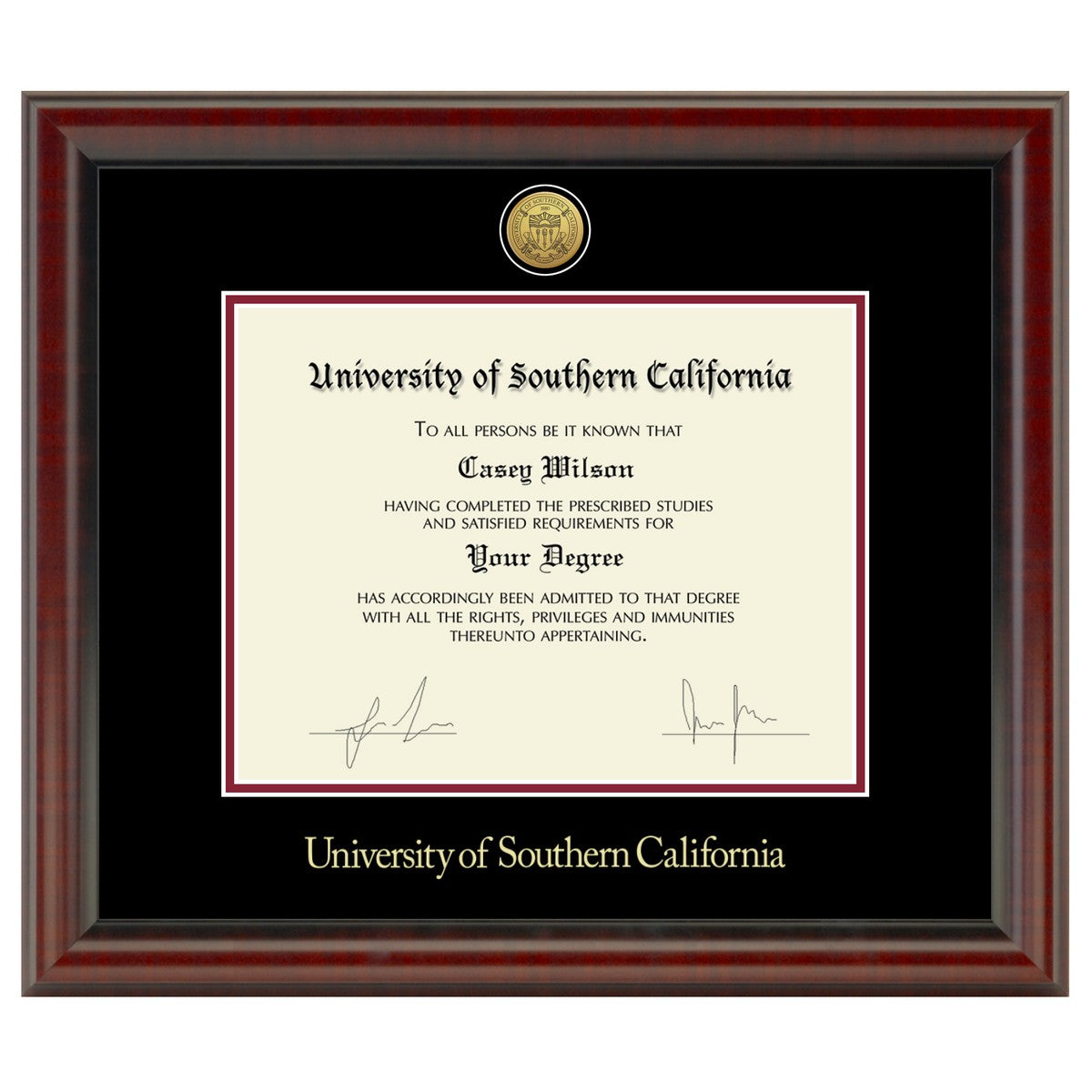 Official USC Diploma Frame with Gold Medallion