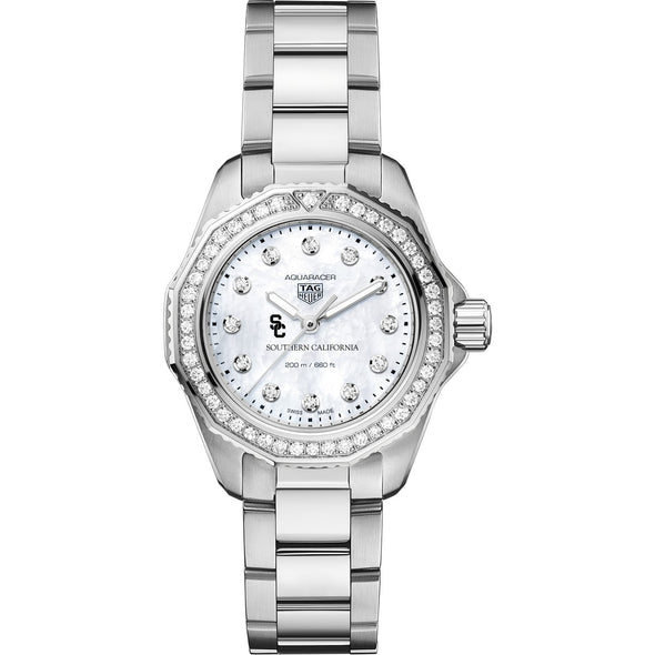 USC Women's TAG Heuer Steel Aquaracer with Diamond Dial & Bezel Shot #2