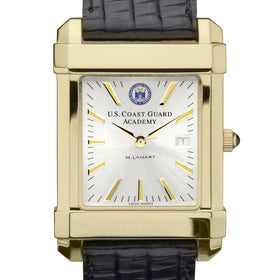 USCGA Men's Gold Watch with 2-Tone Dial & Leather Strap at M.LaHart & Co. Shot #1