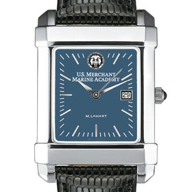 USMMA Men's Blue Quad Watch with Leather Strap Shot #1