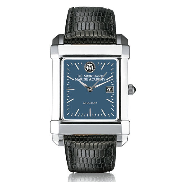 USMMA Men's Blue Quad Watch with Leather Strap Shot #2