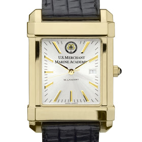 USMMA Men's Gold Watch with 2-Tone Dial & Leather Strap at M.LaHart & Co. Shot #1