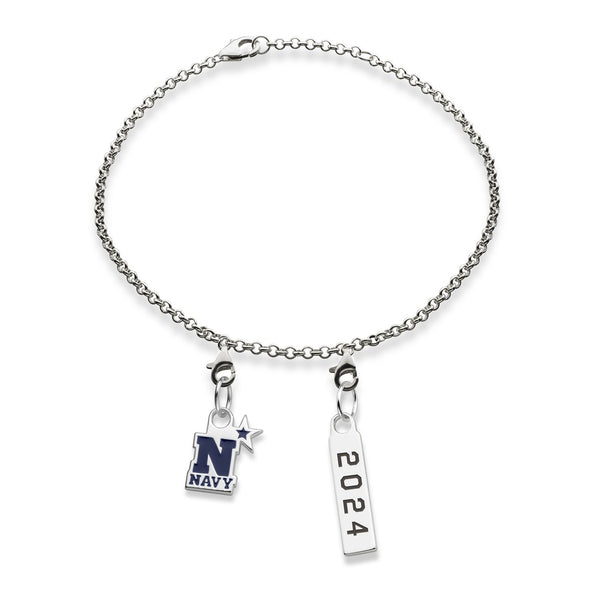 USNA Class Year Sterling Silver Anklet Shot #3