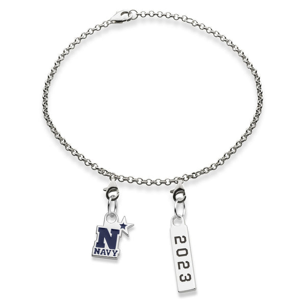 USNA Class Year Sterling Silver Anklet Shot #2