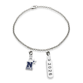 USNA Class Year Sterling Silver Anklet Shot #1