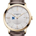 USNA Men's Baume et Mercier 40mm Gold PVD Classima Watch with Silver Dial & Dark Brown Leather Strap