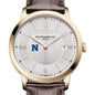 USNA Men's Baume et Mercier 40mm Gold PVD Classima Watch with Silver Dial & Dark Brown Leather Strap Shot #1