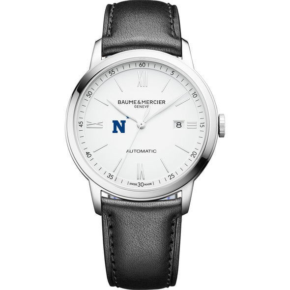 USNA Men's Baume et Mercier 42mm Classima Automatic Watch with White Dial & Black Leather Strap Shot #2