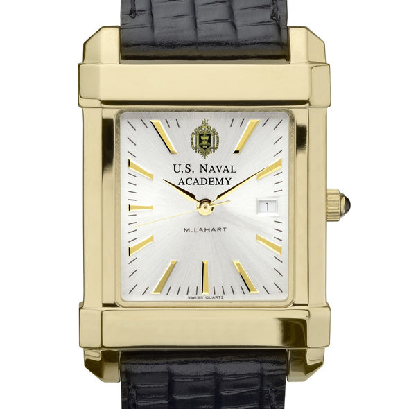 USNA Men&#39;s Gold Watch with 2-Tone Dial &amp; Leather Strap at M.LaHart &amp; Co. Shot #1