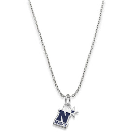 USNA Sterling Silver Necklace with Enamel Charm Shot #1