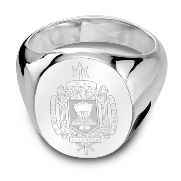 USNA Sterling Silver Oval Signet Ring Shot #2