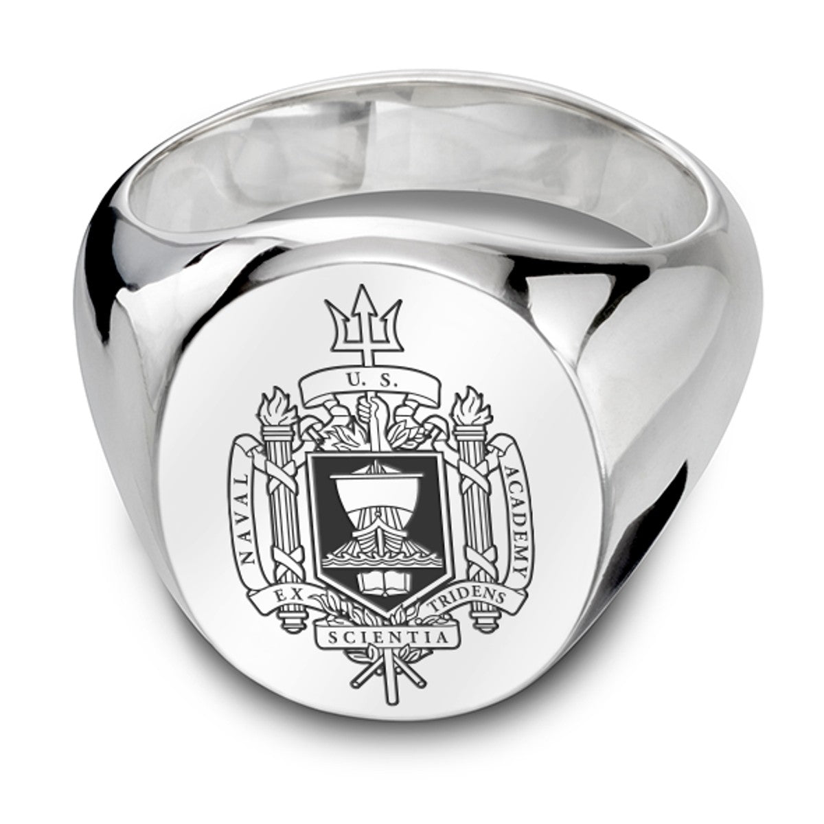 USNA Sterling Silver Oval Signet Ring | M.LaHart & Co.