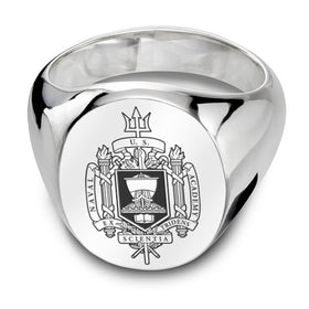 USNA Sterling Silver Oval Signet Ring Shot #1