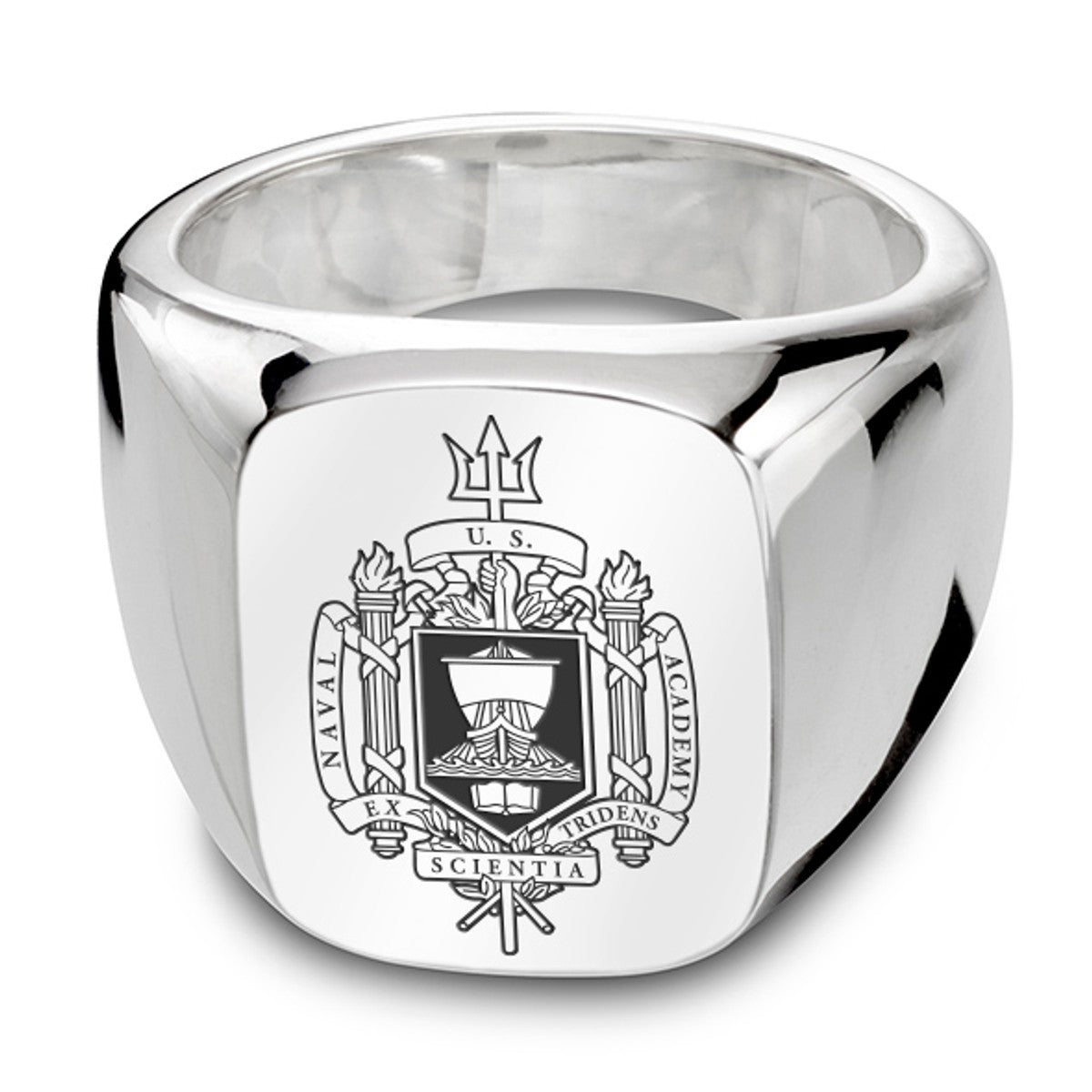 USNA Sterling Silver Rectangular Cushion Ring | M.LaHart & Co.