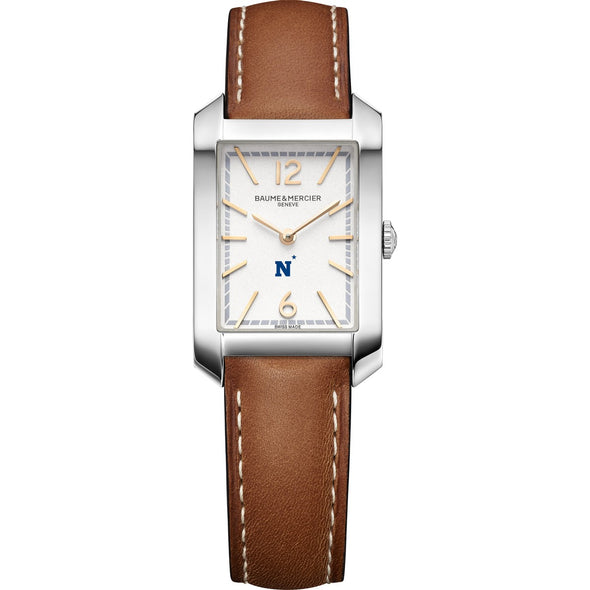 USNA Women's Baume et Mercier 35X22mm Hampton Watch with Silver Dial & Tan Leather Strap Shot #2