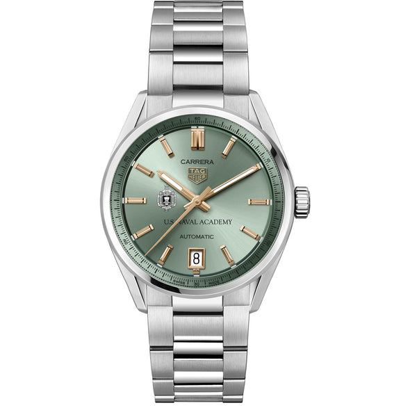USNA Women's TAG Heuer Steel Carrera Automatic with Green Dial Shot #2