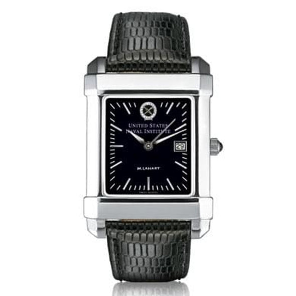 USNI Men's Black Quad Watch with Leather Strap Shot #2