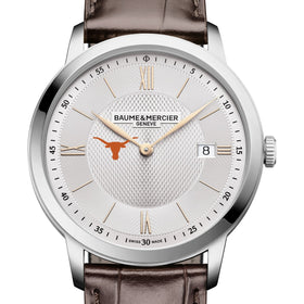 UT Austin Men's Baume et Mercier 40mm Classima Quartz Watch with Silver Dial & Dark Brown Leather Strap Shot #1