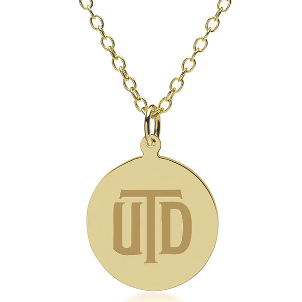 UT Dallas 14K Gold Pendant &amp; Chain Shot #1