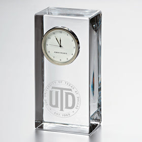 UT Dallas Tall Glass Desk Clock by Simon Pearce Shot #1