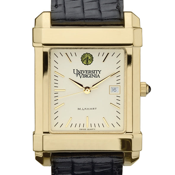 UVA Men's Gold Quad with Leather Strap Shot #1