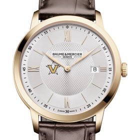 Vanderbilt Men's Baume et Mercier 40mm Gold PVD Classima Watch with Silver Dial & Dark Brown Leather Strap Shot #1