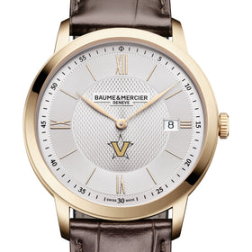 Vanderbilt Men's Baume et Mercier 40mm Gold PVD Classima Watch with Silver Dial & Dark Brown Leather Strap Shot #1