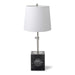 Vanderbilt University Polished Nickel Lamp with Marble Base & Linen Shade