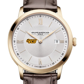 VCU Men's Baume et Mercier 40mm Gold PVD Classima Watch with Silver Dial & Dark Brown Leather Strap Shot #1