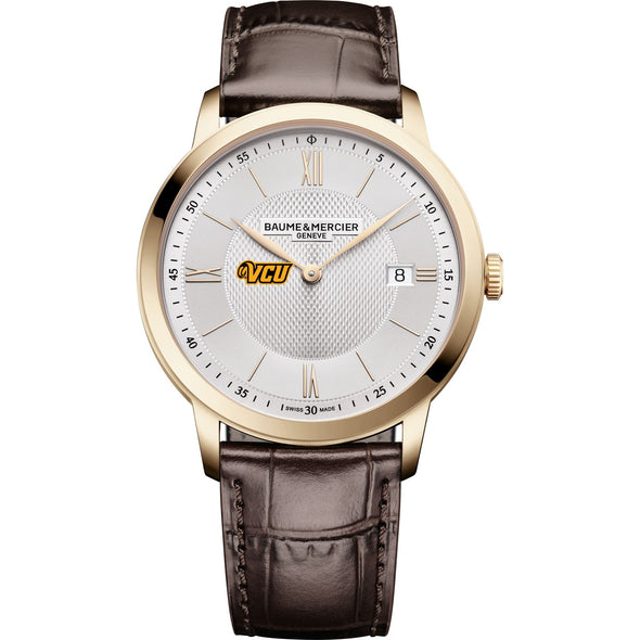 VCU Men's Baume et Mercier 40mm Gold PVD Classima Watch with Silver Dial & Dark Brown Leather Strap Shot #2