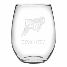 VCU Stemless Wine Glasses Made in the USA - Set of 2 Shot #1