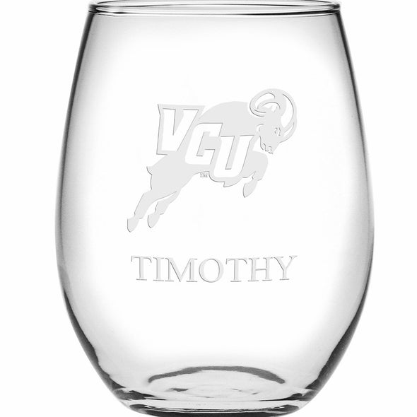 VCU Stemless Wine Glasses Made in the USA - Set of 2 Shot #2