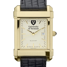 Vermont Men's Gold Quad with Leather Strap Shot #1