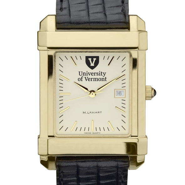 Vermont Men's Gold Quad with Leather Strap Shot #1