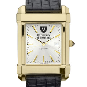 Vermont Men's Gold Watch with 2-Tone Dial & Leather Strap at M.LaHart & Co. Shot #1