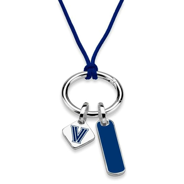 Villanova University Silk Necklace with Enamel Charm & Sterling Silver Tag Shot #2