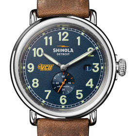 Virginia Commonwealth University Shinola Watch, The Runwell Automatic 45 mm Blue Dial and British Tan Strap at M.LaHart &amp; Co. Shot #1