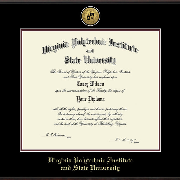 Virginia Tech Diploma Frame - Gold Medallion Shot #2