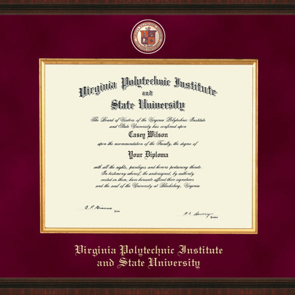 Virginia Tech Masters/Ph.D. Excelsior Diploma Frame Shot #2