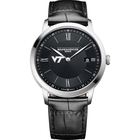 Virginia Tech Men's Baume et Mercier 40mm Classima Quartz Watch with Black Dial & Black Leather Strap Shot #2