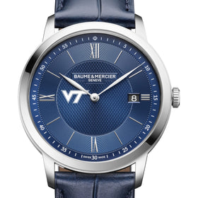 Virginia Tech Men's Baume et Mercier 40mm Classima Quartz Watch with Blue Dial & Dark Blue Leather Strap Shot #1