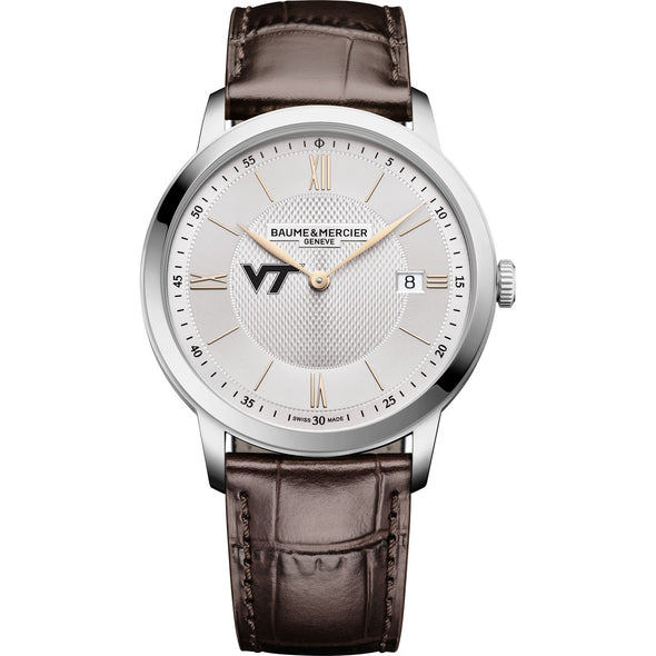 Virginia Tech Men's Baume et Mercier 40mm Classima Quartz Watch with Silver Dial & Dark Brown Leather Strap Shot #2