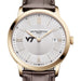 Virginia Tech Men's Baume et Mercier 40mm Gold PVD Classima Watch with Silver Dial & Dark Brown Leather Strap