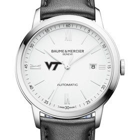 Virginia Tech Men's Baume et Mercier 42mm Classima Automatic Watch with White Dial & Black Leather Strap Shot #1