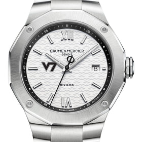 Virginia Tech Men's Baume et Mercier 42mm Riviera Watch with White Dial & Bracelet Shot #1
