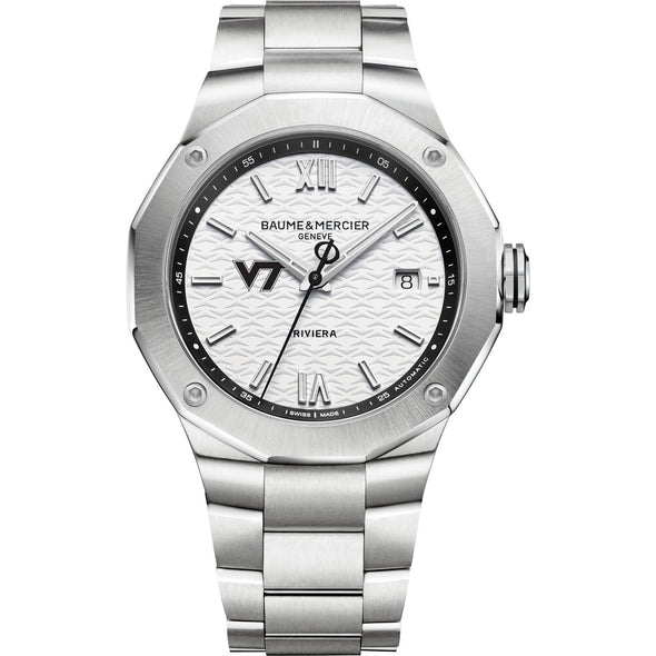 Virginia Tech Men's Baume et Mercier 42mm Riviera Watch with White Dial & Bracelet Shot #2
