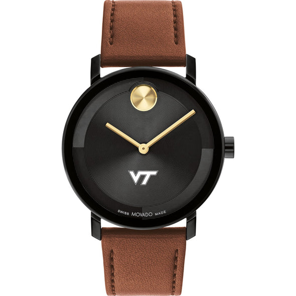 Virginia Tech Men's Movado BOLD with Cognac Leather Strap Shot #2