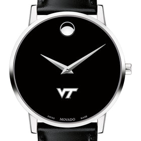 Virginia Tech Men&#39;s Movado Museum with Leather Strap Shot #1
