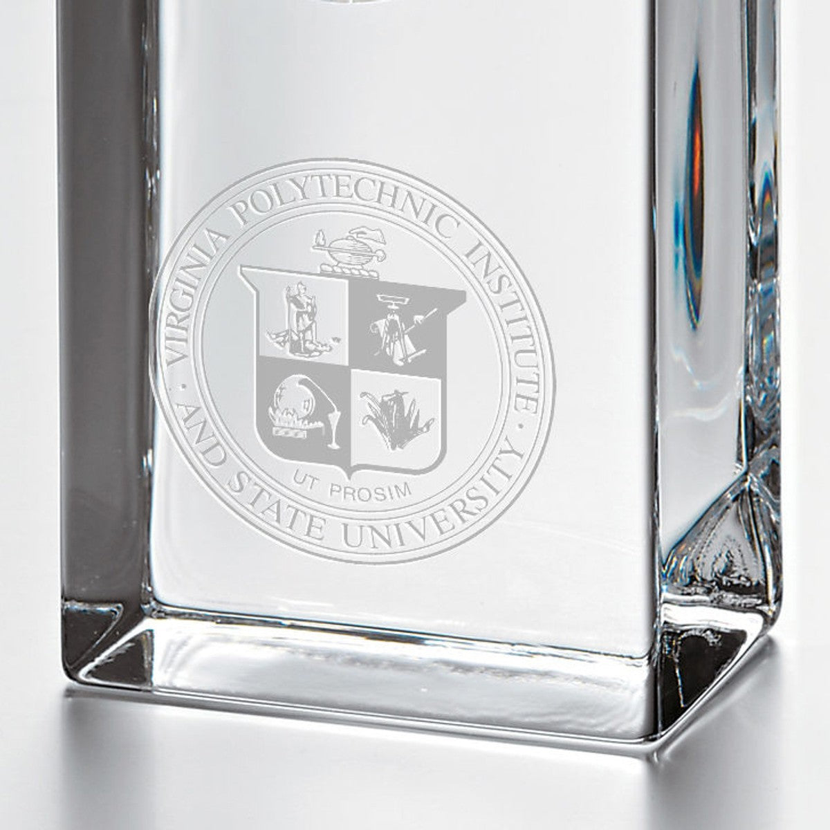 Virginia Tech Tall Glass Desk Clock by Simon Pearce | M.LaHart & Co.